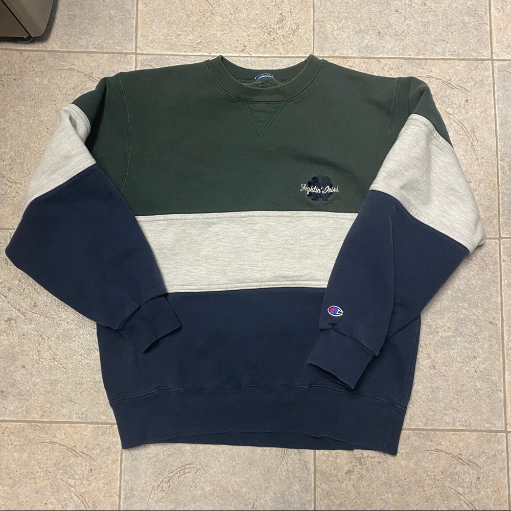 Champion color block Notre dame crew neck